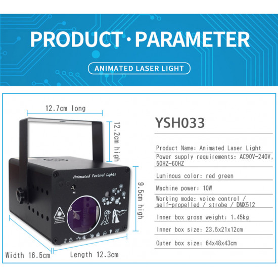 288 Pattern Animation Laser Projector Stage Light