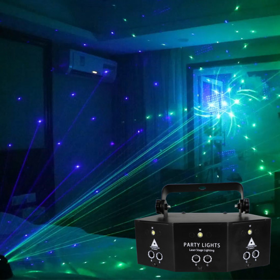 9-Eye Beam Sound Control Party DMX Laser Projector 